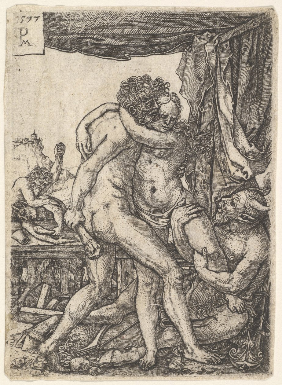 Hercules vecht tegen de centauren, 1577 door Master PM