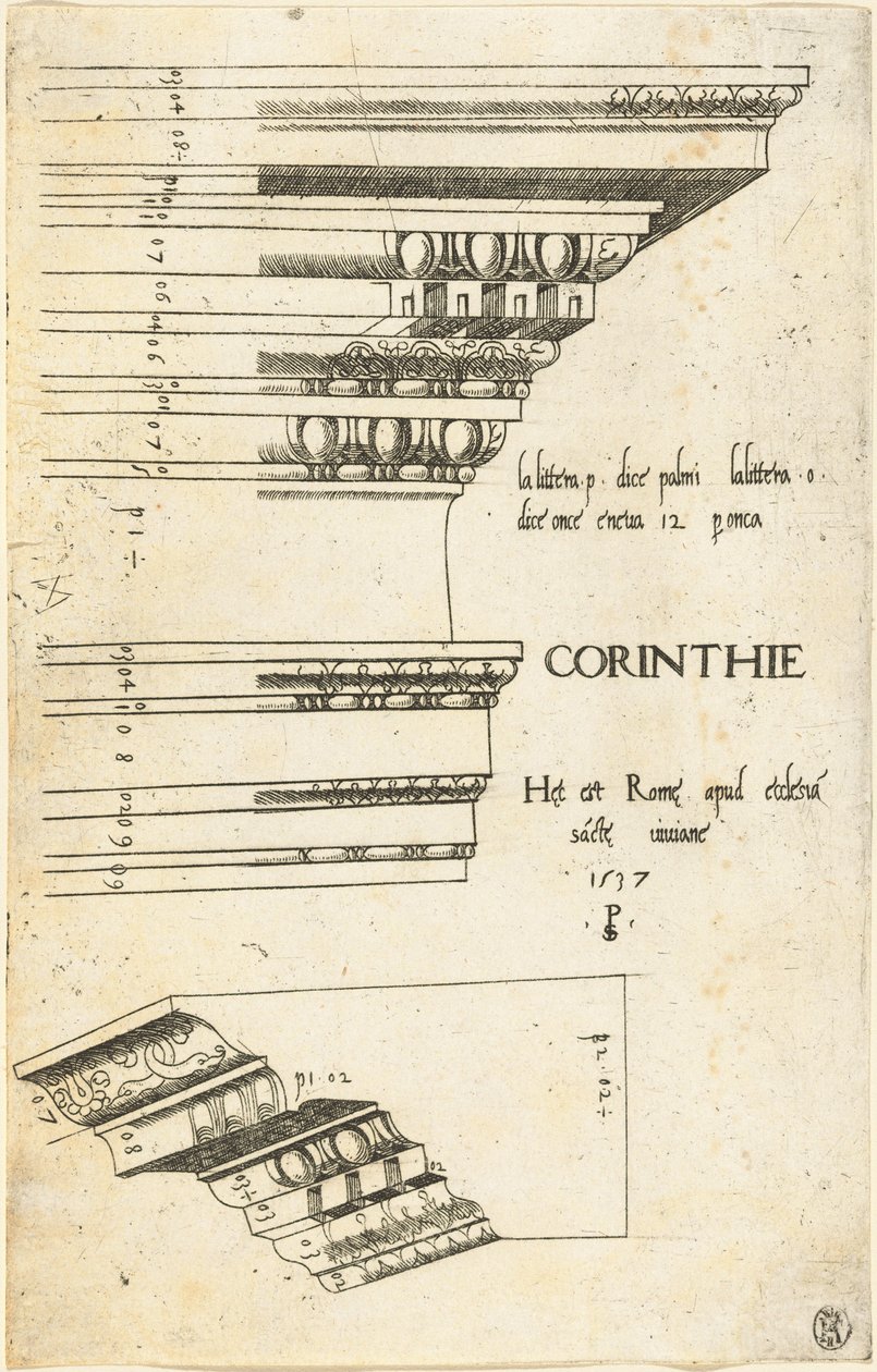 Entablement van de Kerk van Sint Bibiana, Rome door Master PS