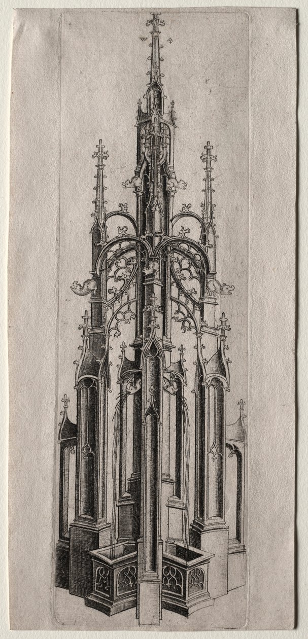 Ontwerp voor een gotische fontein, ca. 1470 door Master W with the Key