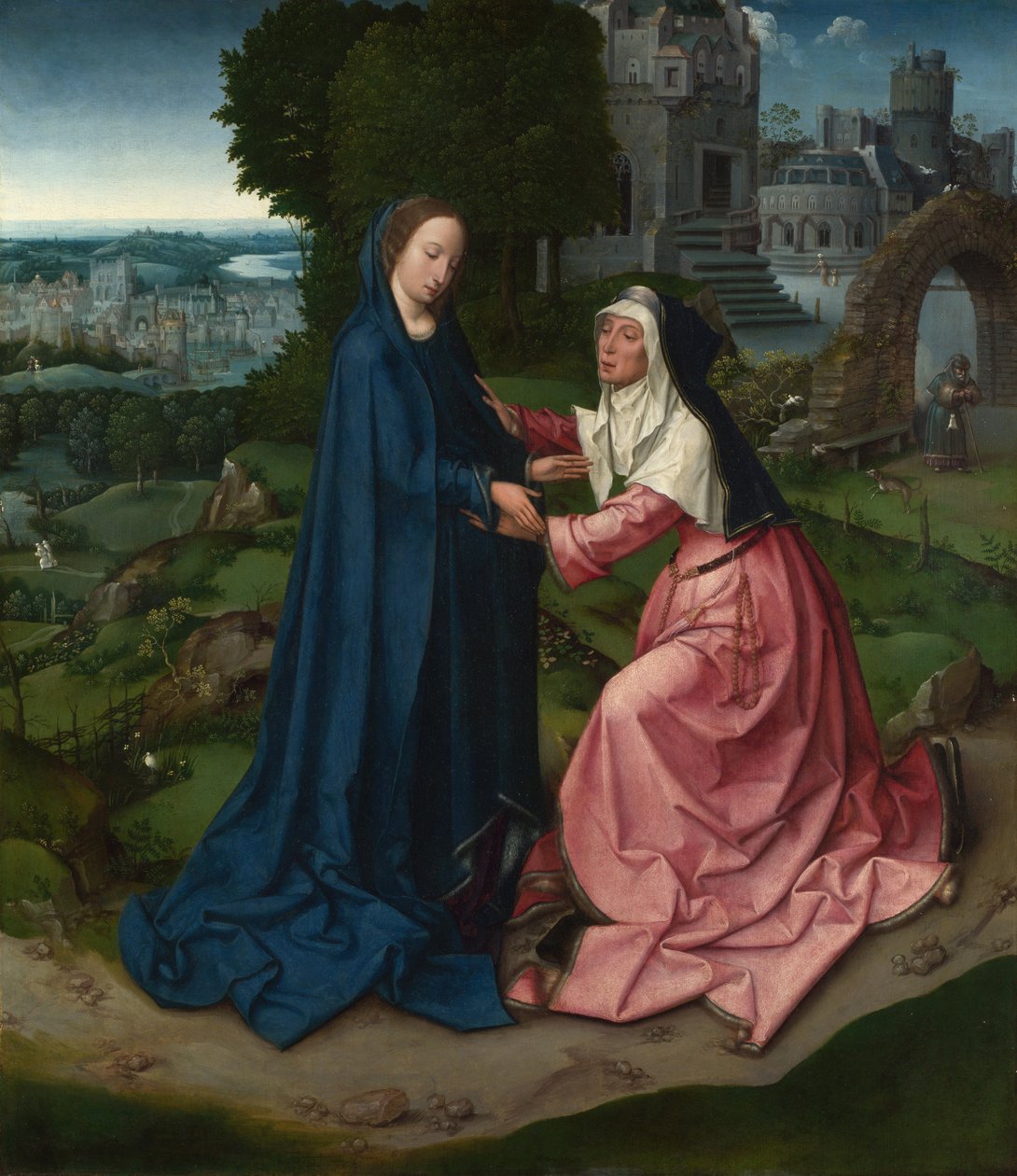 Het bezoek van de Maagd aan Sint-Elizabeth. Paneel van een altaarstuk door Master of 1518
