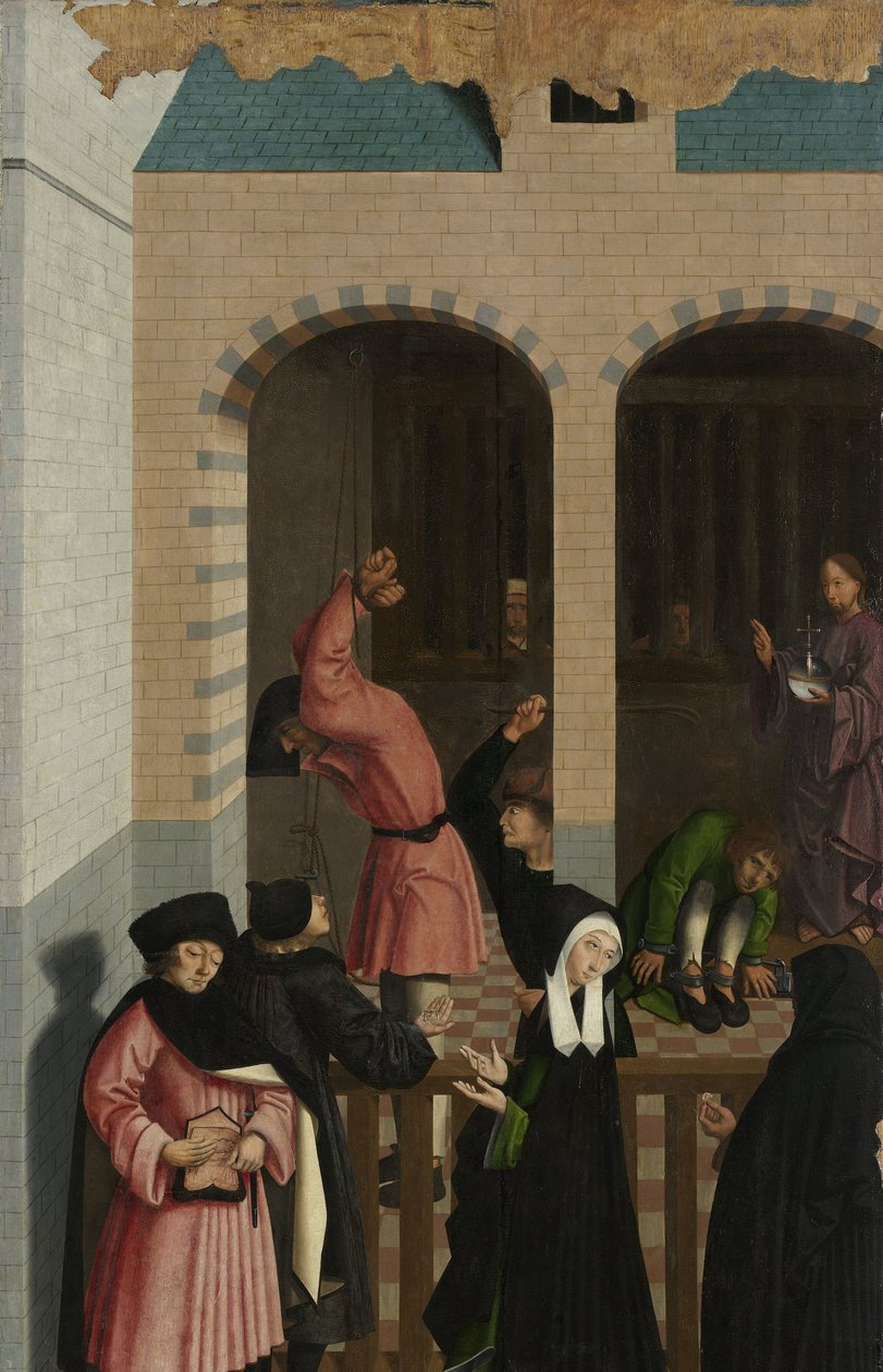 De zeven werken van barmhartigheid door Master of Alkmaar