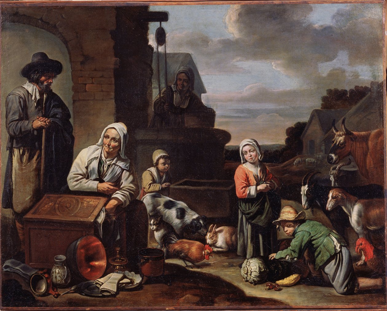 Boeren bij een put door Master of Beguins