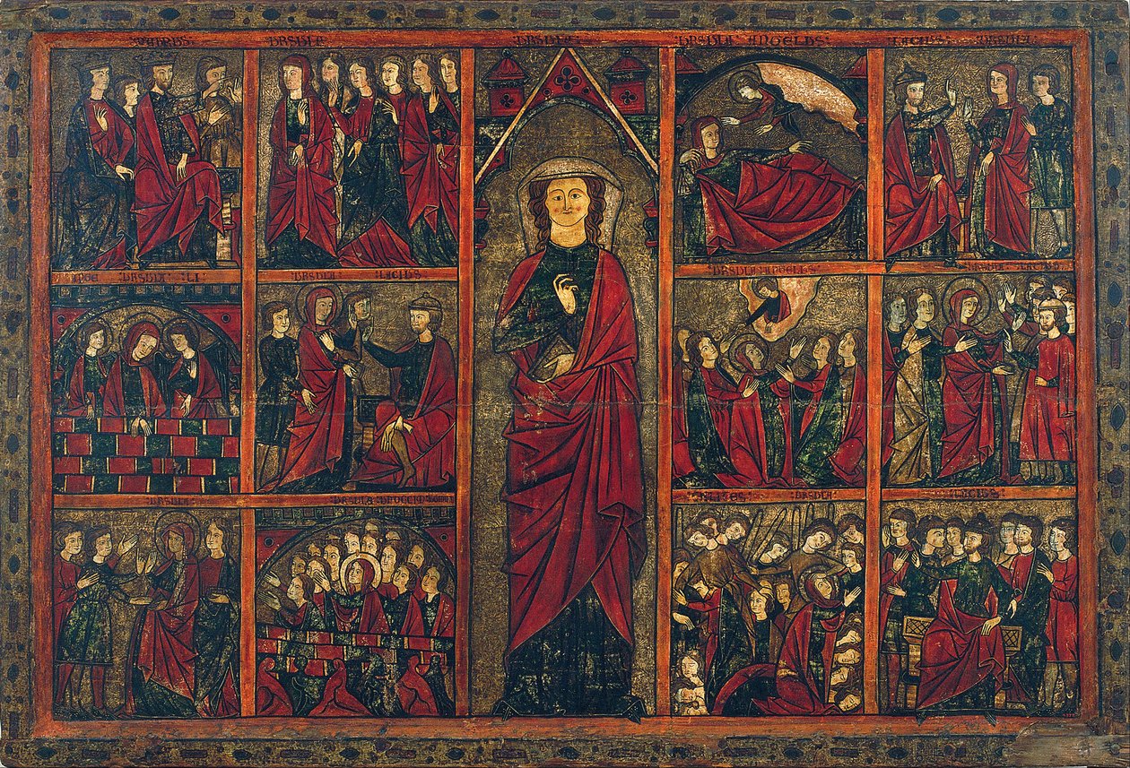 Sint Ursula met scènes uit haar leven door Master of Bierge