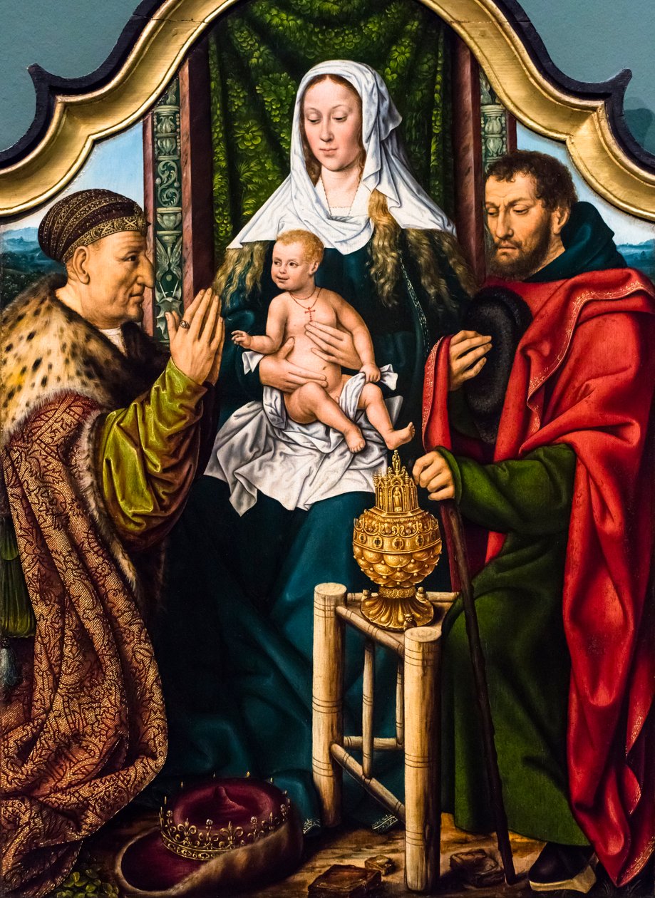 De Aanbidding der Koningen, ca. 1510 (Tempera en olieverf op hout (eiken)) door Master of Frankfurt