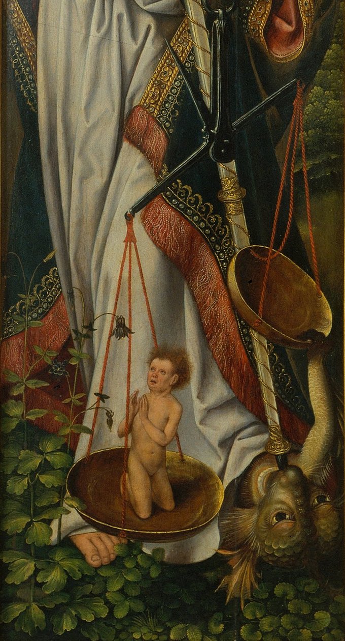 Drieluik van de Doop van Christus (detail) door Master of Frankfurt