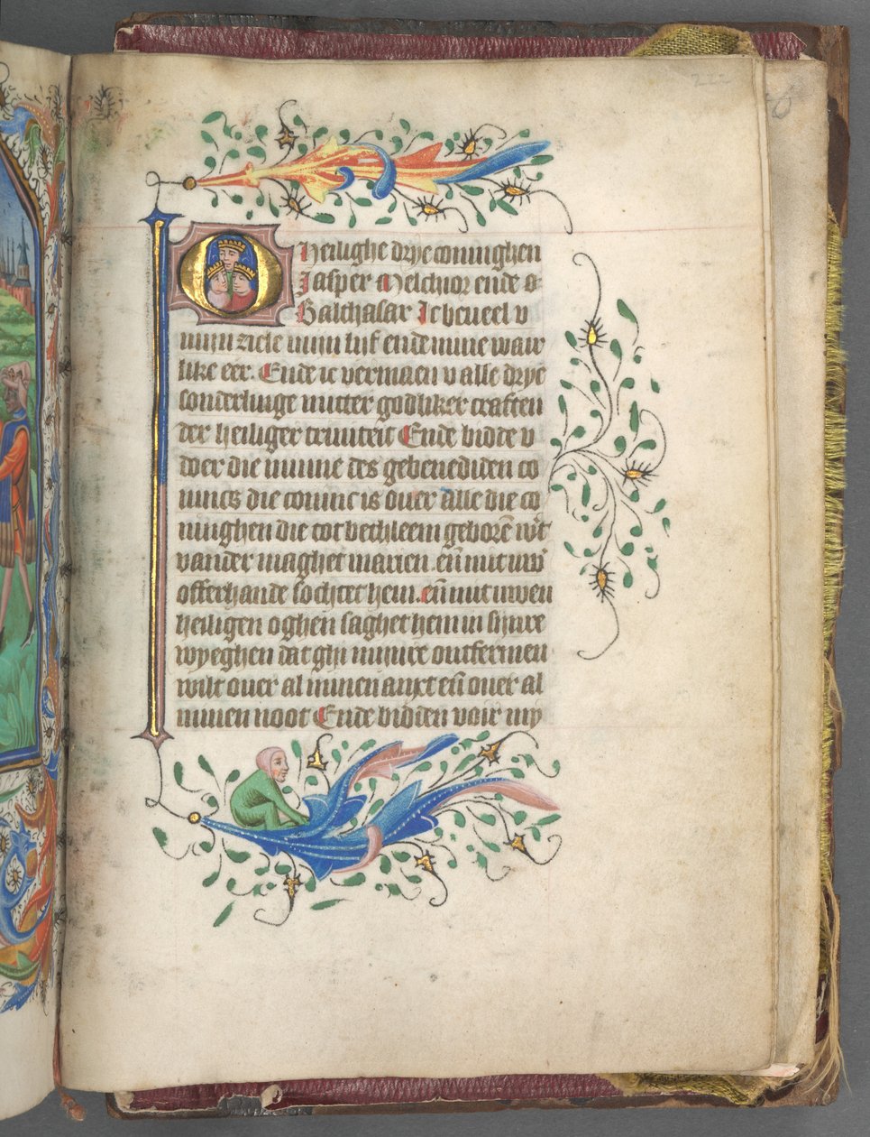 Getijdenboek (Gebruik van Utrecht): fol. 222r, Initialen met Drie Koningen door Master of Gijsbrecht van Brederode