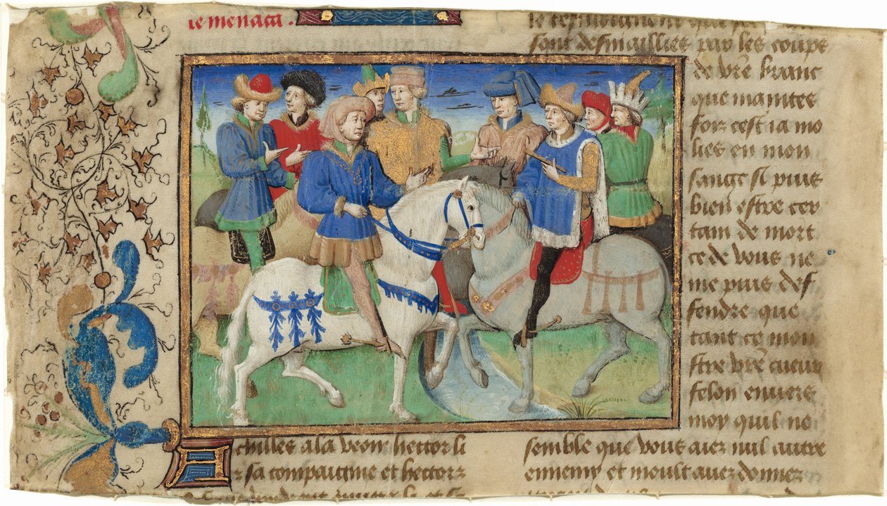 Ontmoeting van Achilles en Hector door Master of Girart de Roussillon