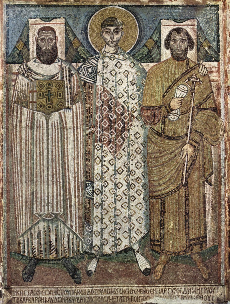 Sint Demetrius van Thessaloniki met de schenkers, 6e-7e eeuw door Master of Hagios Demetrios