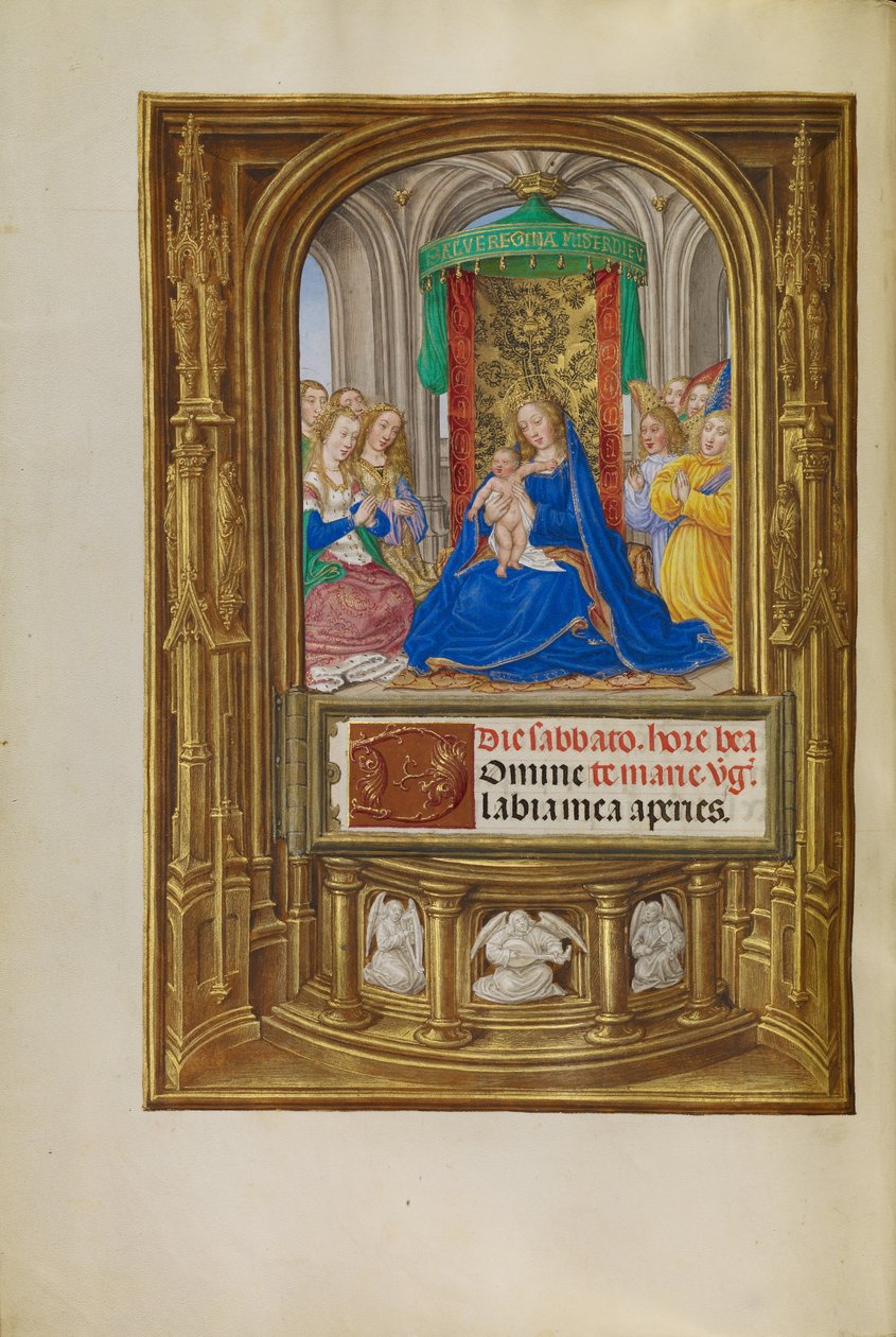 De heilige maagd met kind door Master of James IV of Scotland