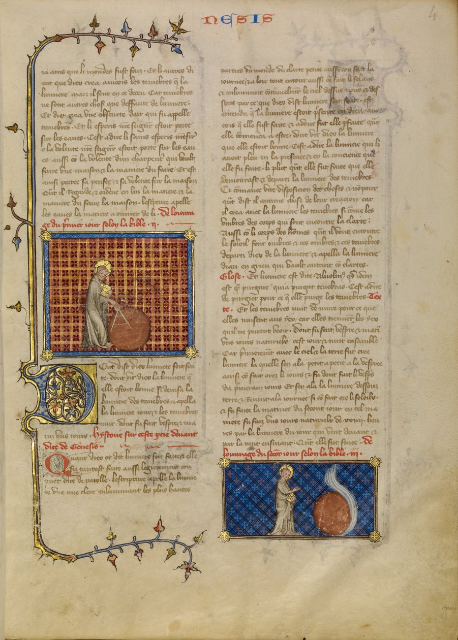 De Schepping van de Wereld; De Schepping van de Hemelen door Master of Jean de Mandeville