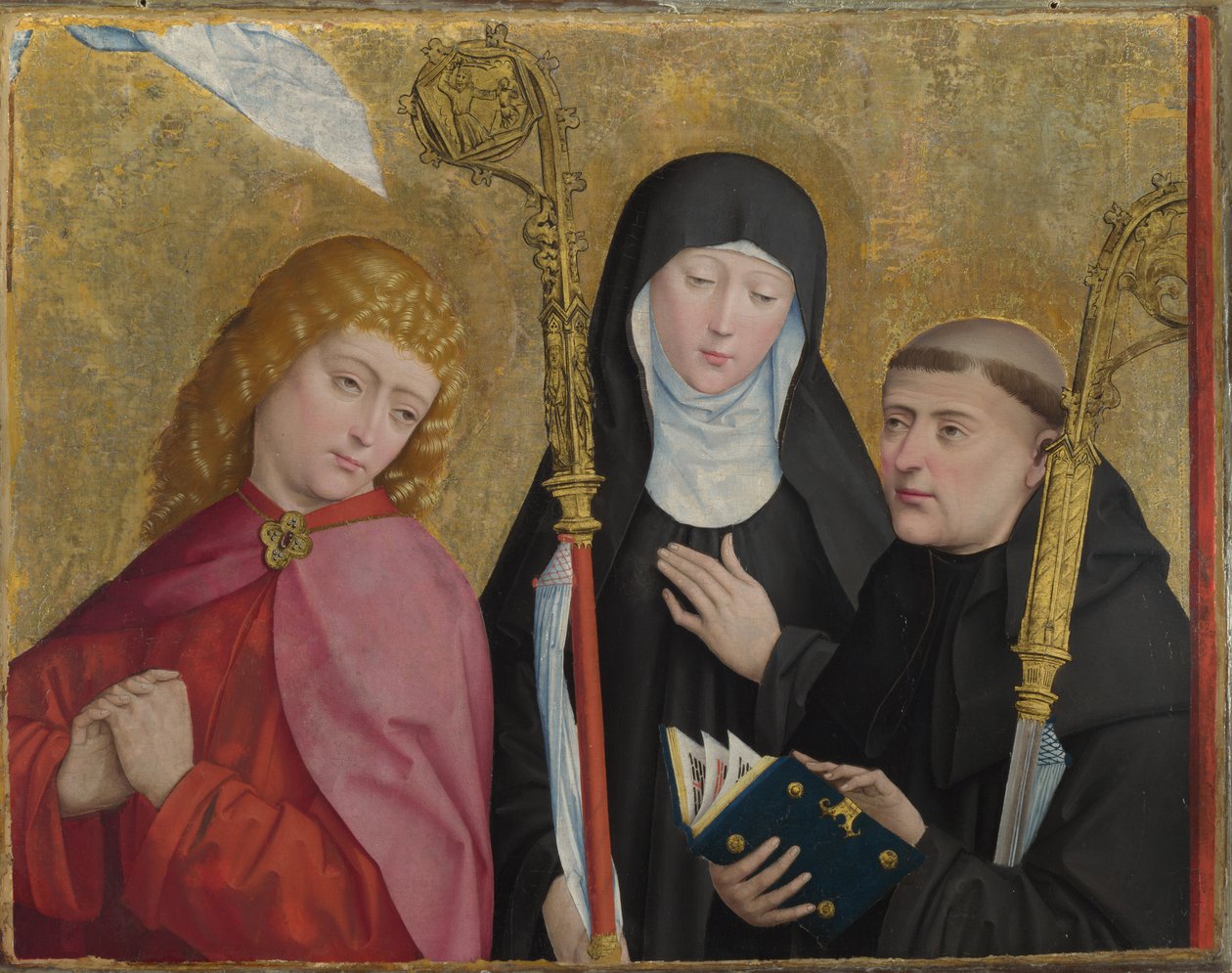 Heiligen Johannes de Evangelist, Scholastica en Benedictus Het Liesborn altaarstuk, ca. 1470-1480 door Master of Liesborn