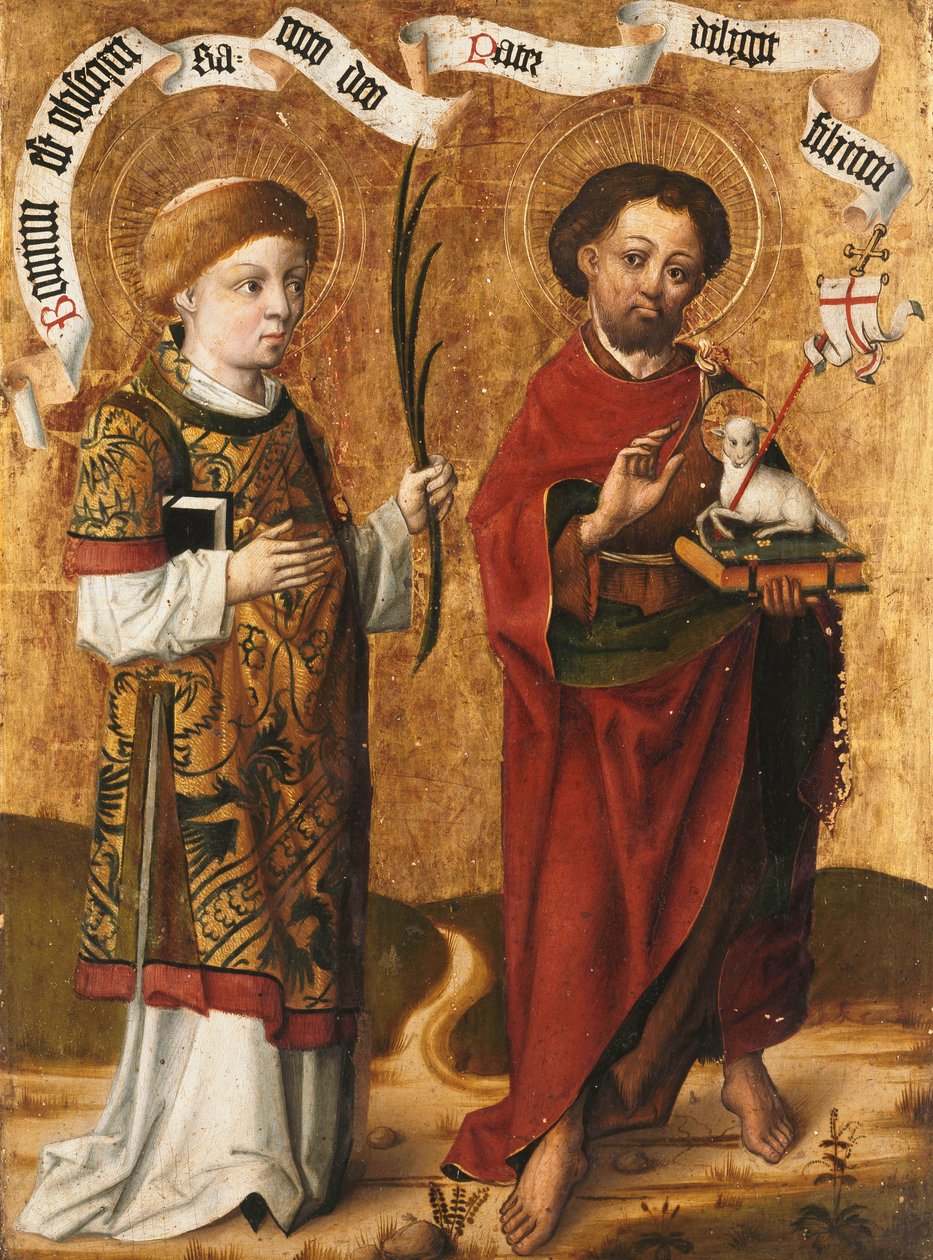 Heiligen Stefanus en Johannes de Doper door Master of Liesborn
