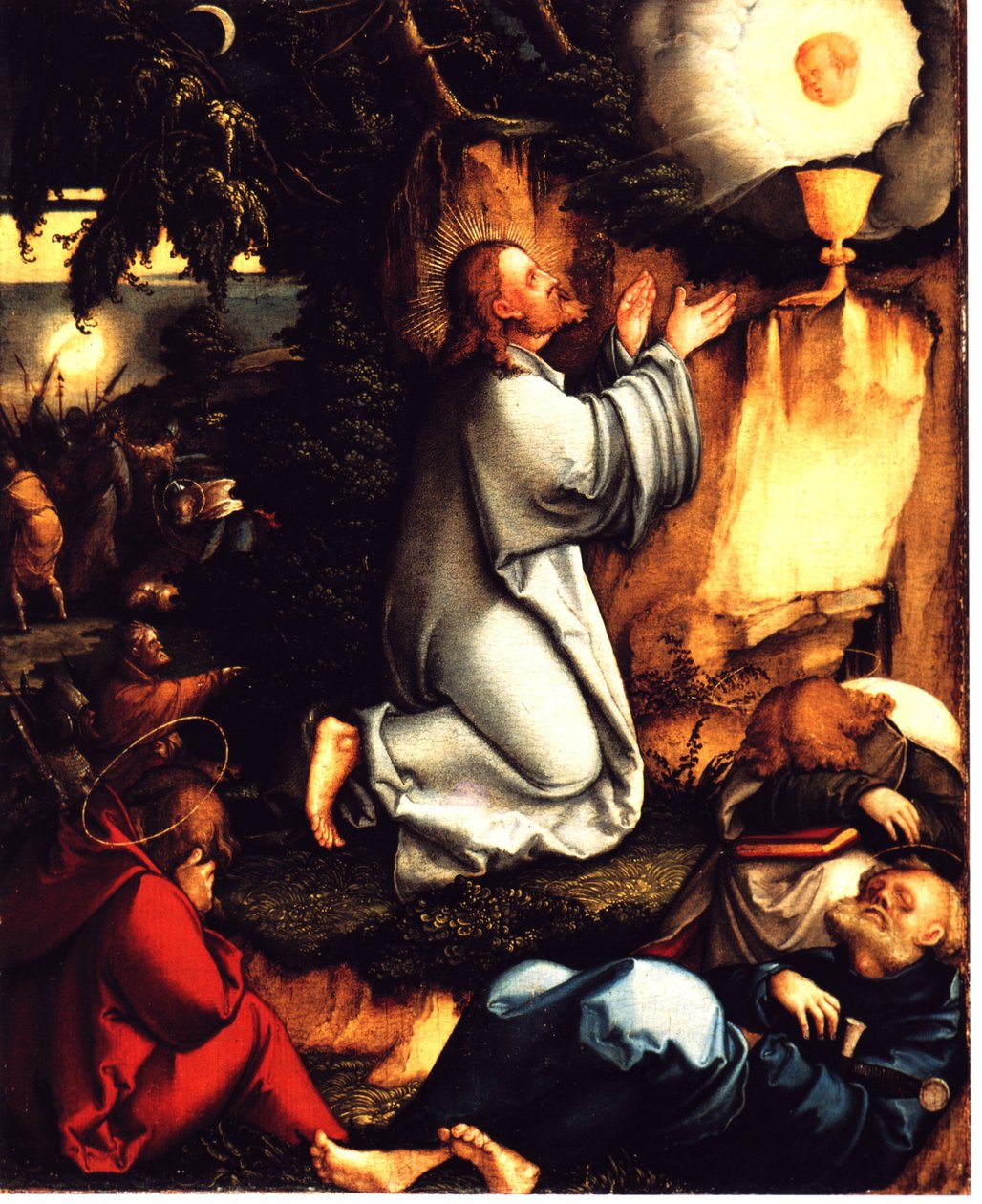 Duits: Christus op de Olijfberg Christus op de Olijfberg en de gevangenneming van Christus door Master of Messkirch
