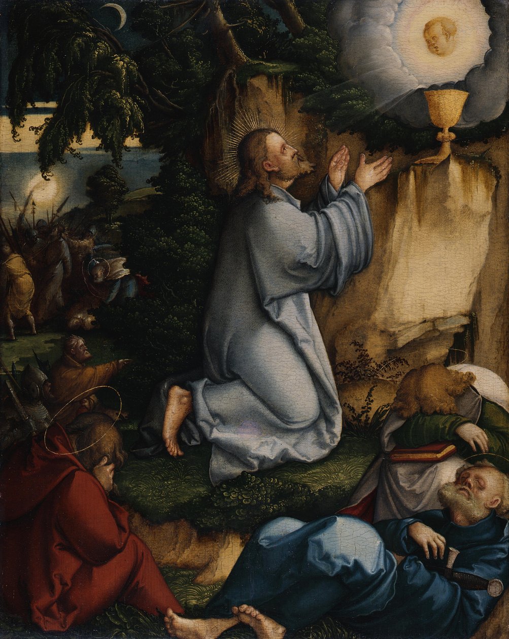 Duits: Christus op de Olijfberg Christus op de Olijfberg en de gevangenneming van Christus door Master of Messkirch