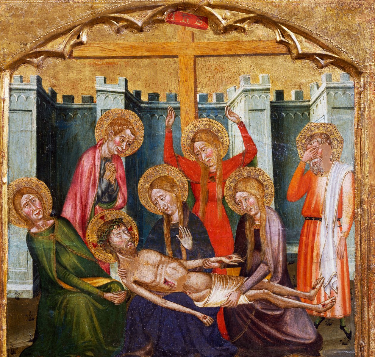 Graflegging door de Meester van Rubio (14e eeuw), predella van het altaarstuk uit de Kerk van Santa Maria, Rubio, schilderij op hout door Master of Rubió