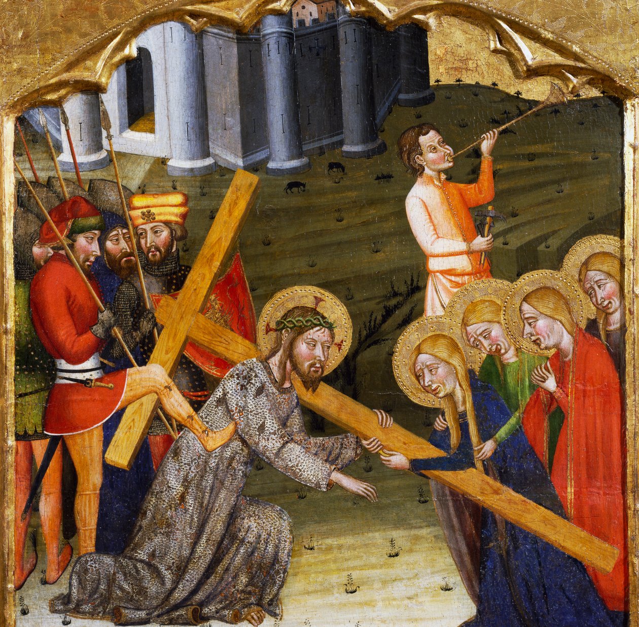 Jezus draagt het kruis, door de Meester van Rubio, predella van het altaarstuk uit de Kerk van Santa Maria, Rubio door Master of Rubió