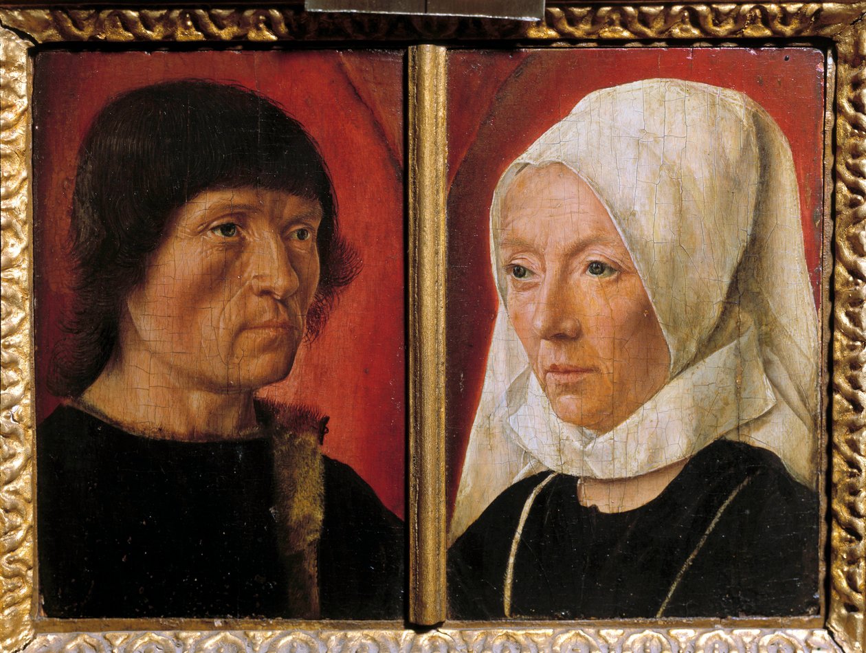 Portret van een man en zijn vrouw. Voorstelling van een koppel (dubbelportret) door Master of Saint Giles