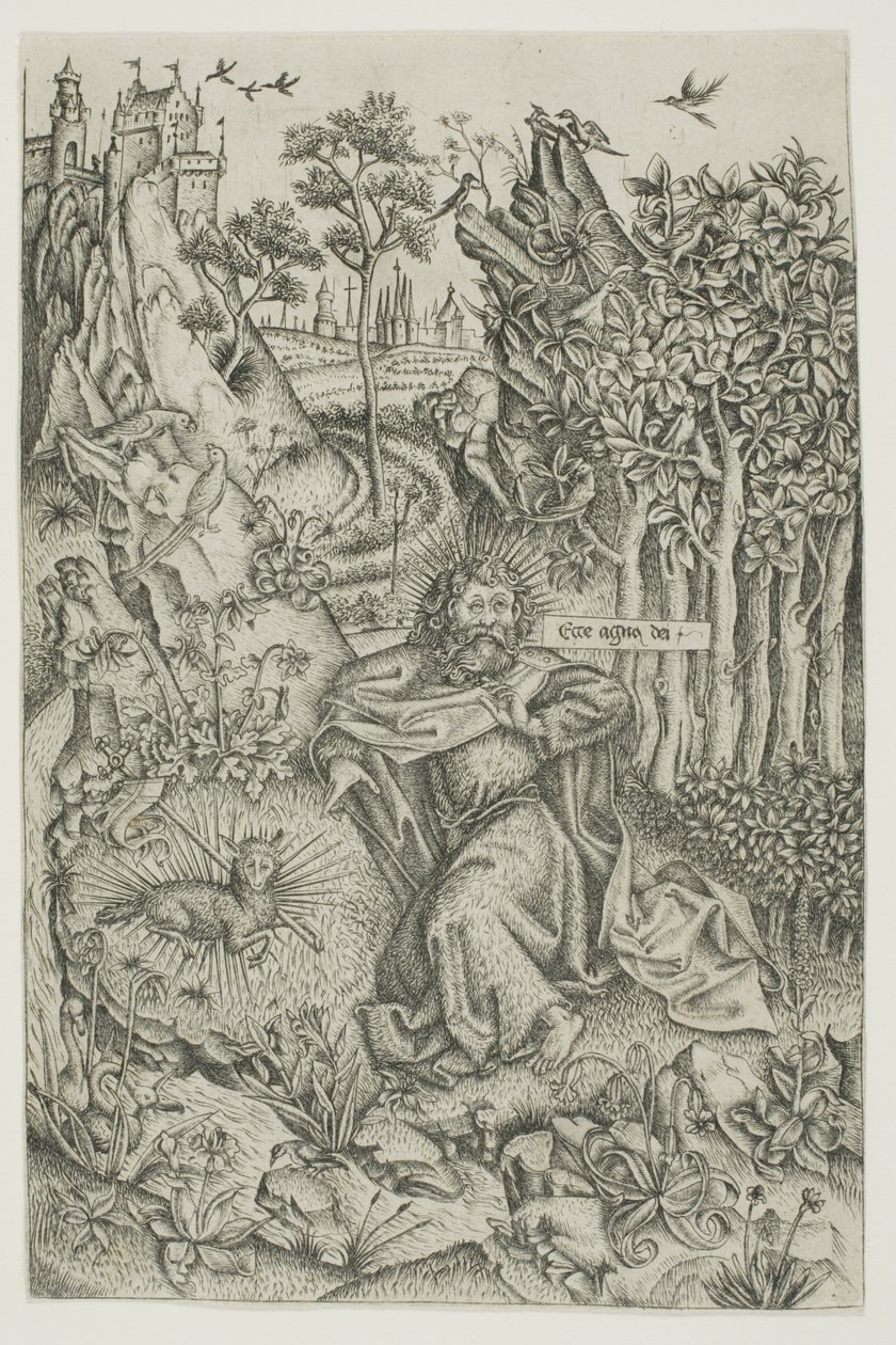 Sint Johannes de Doper in de wildernis door Master of Saint John the Baptist
