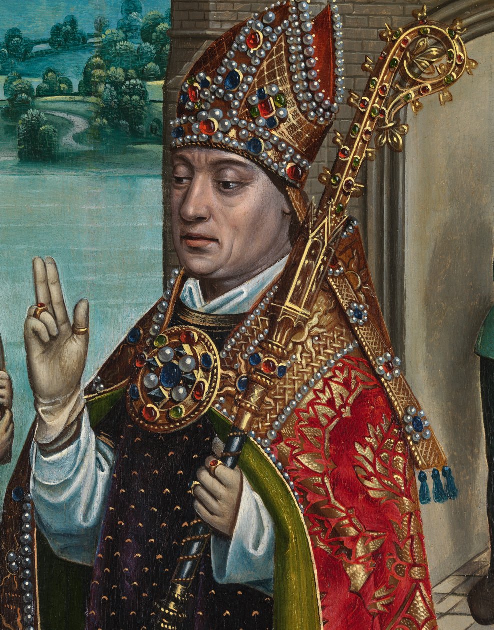 Detail van het Wonder van het Graan, van het Altaarstuk van Sint-Nicolaas, ca. 1486-93 door Master of The Legend of St. Lucy