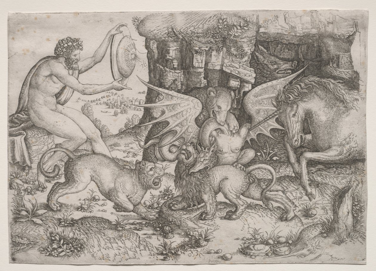 Allegorisch thema: Gevecht van dieren door Master of the Beheading of St. John