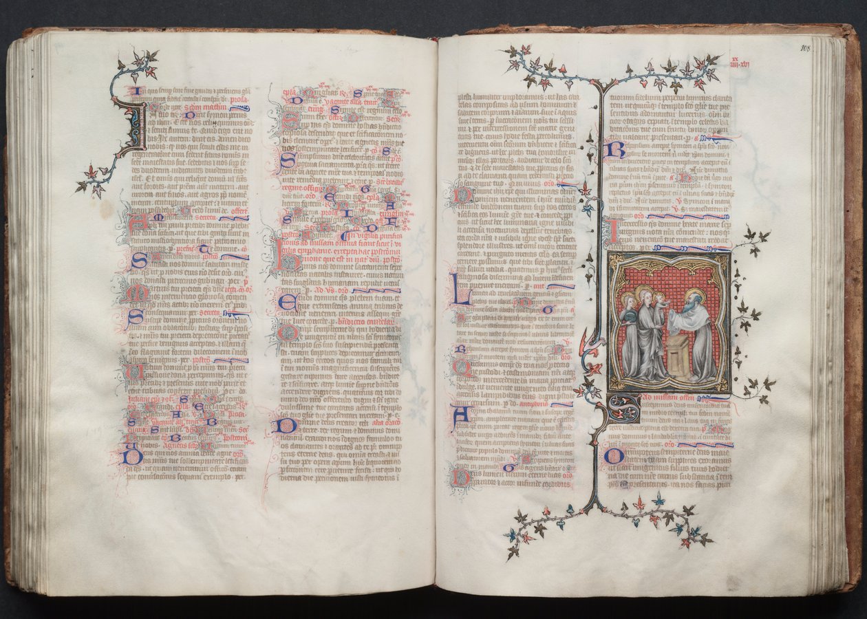 Het Gotha Missaal: Fol. 107v, Tekst, ca. 1375 door Master of the Boqueteaux
