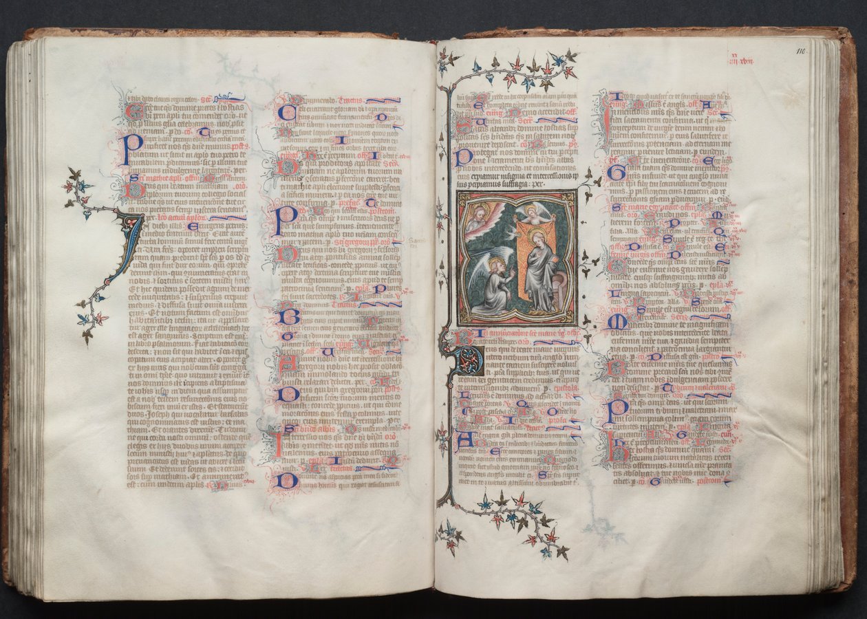 Het Gotha-missaal: Fol. 109v, tekst, ca. 1375 door Master of the Boqueteaux
