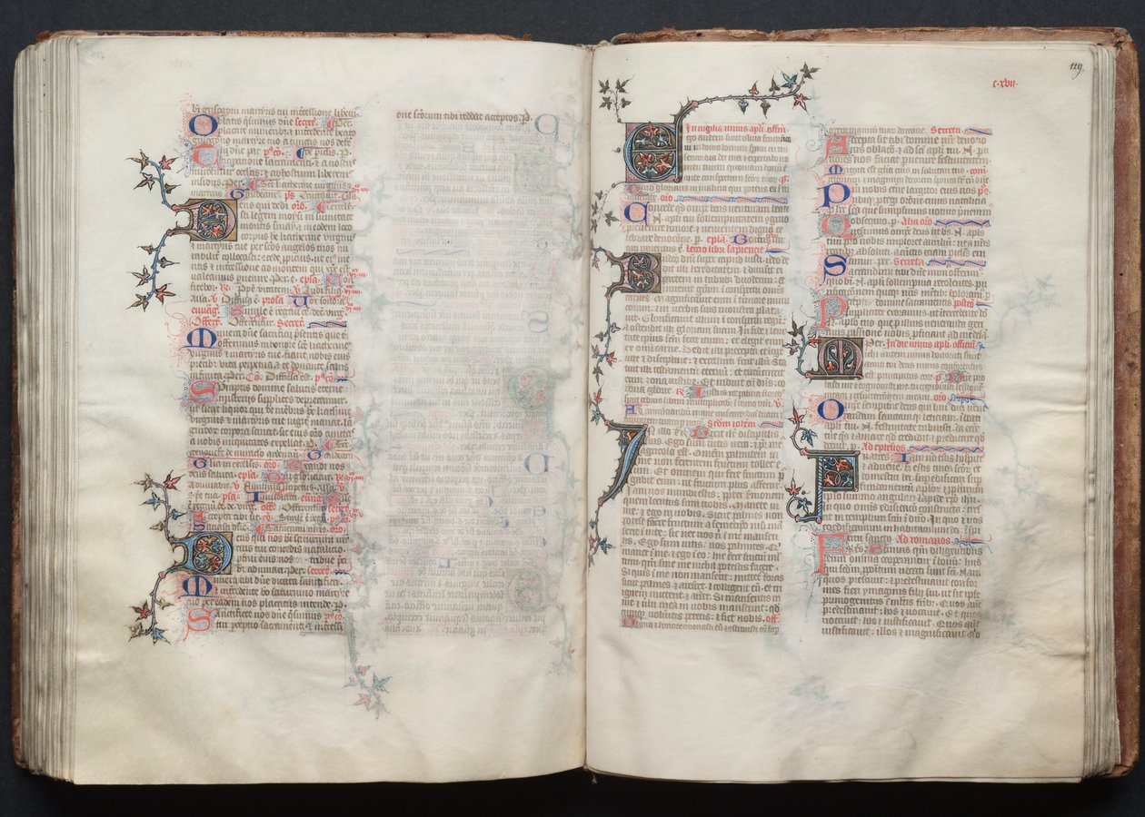 Het Gotha Missaal: Fol. 129r, Tekst, ca. 1375 door Master of the Boqueteaux