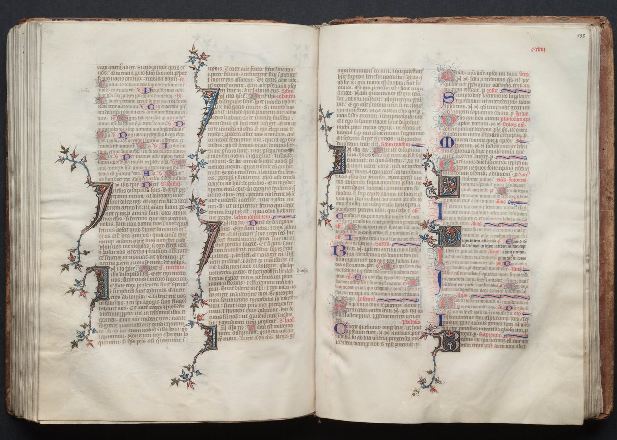 Het Gotha Missaal: Fol. 129v, Tekst, c. 1375 door Master of the Boqueteaux