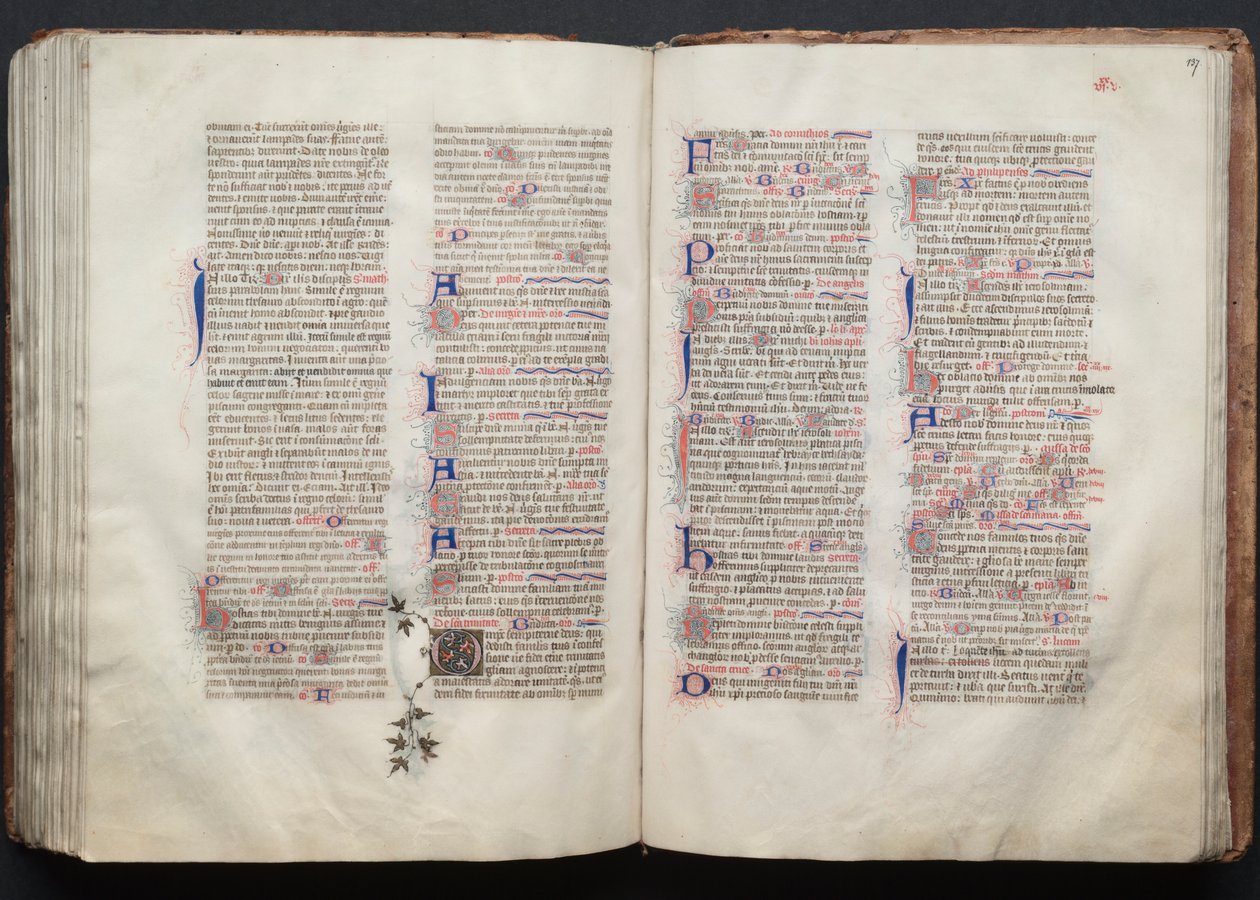 Het Gotha Missaal: Fol. 136v, Tekst, ca. 1375 door Master of the Boqueteaux