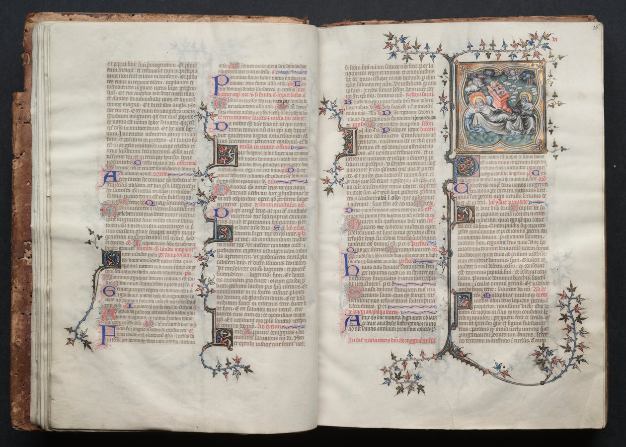 Het Gotha-missaal: Fol. 15v, tekst, ca. 1375 door Master of the Boqueteaux