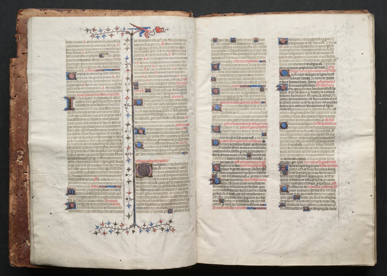 Het Gotha Missaal: Fol. 2v, Tekst, ca. 1375 door Master of the Boqueteaux