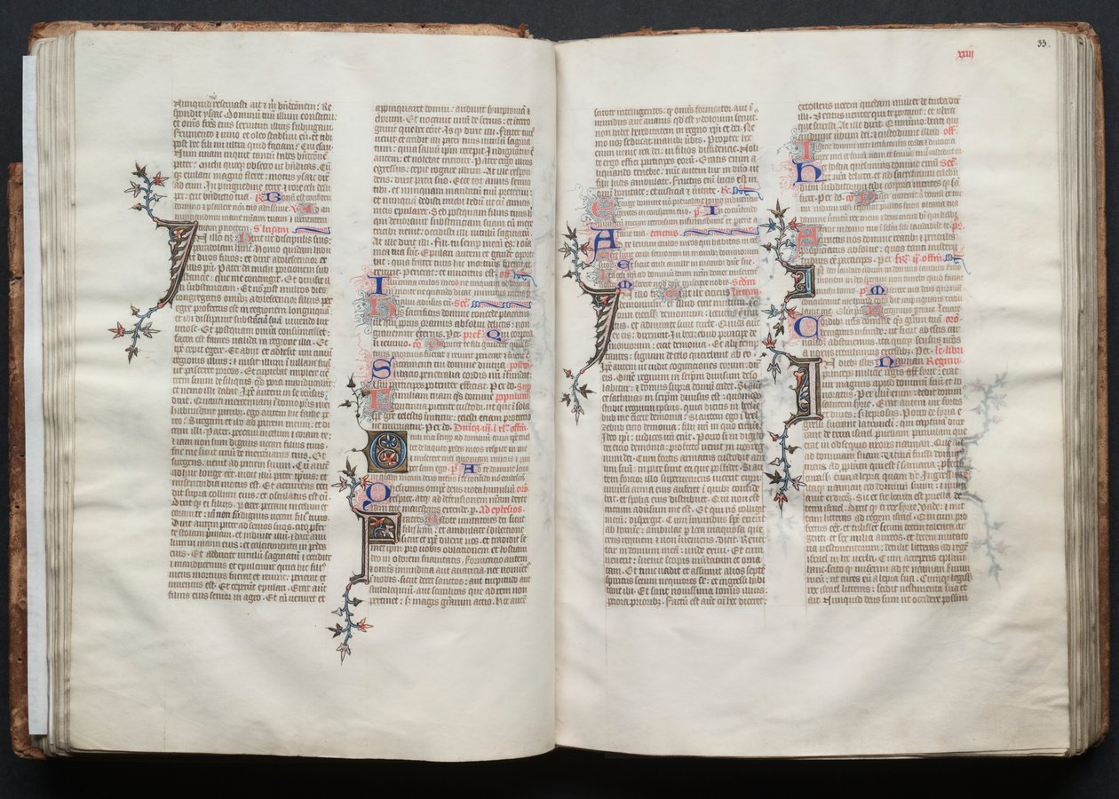 Het Gotha-missaal: Fol. 32v, tekst, c. 1375 door Master of the Boqueteaux