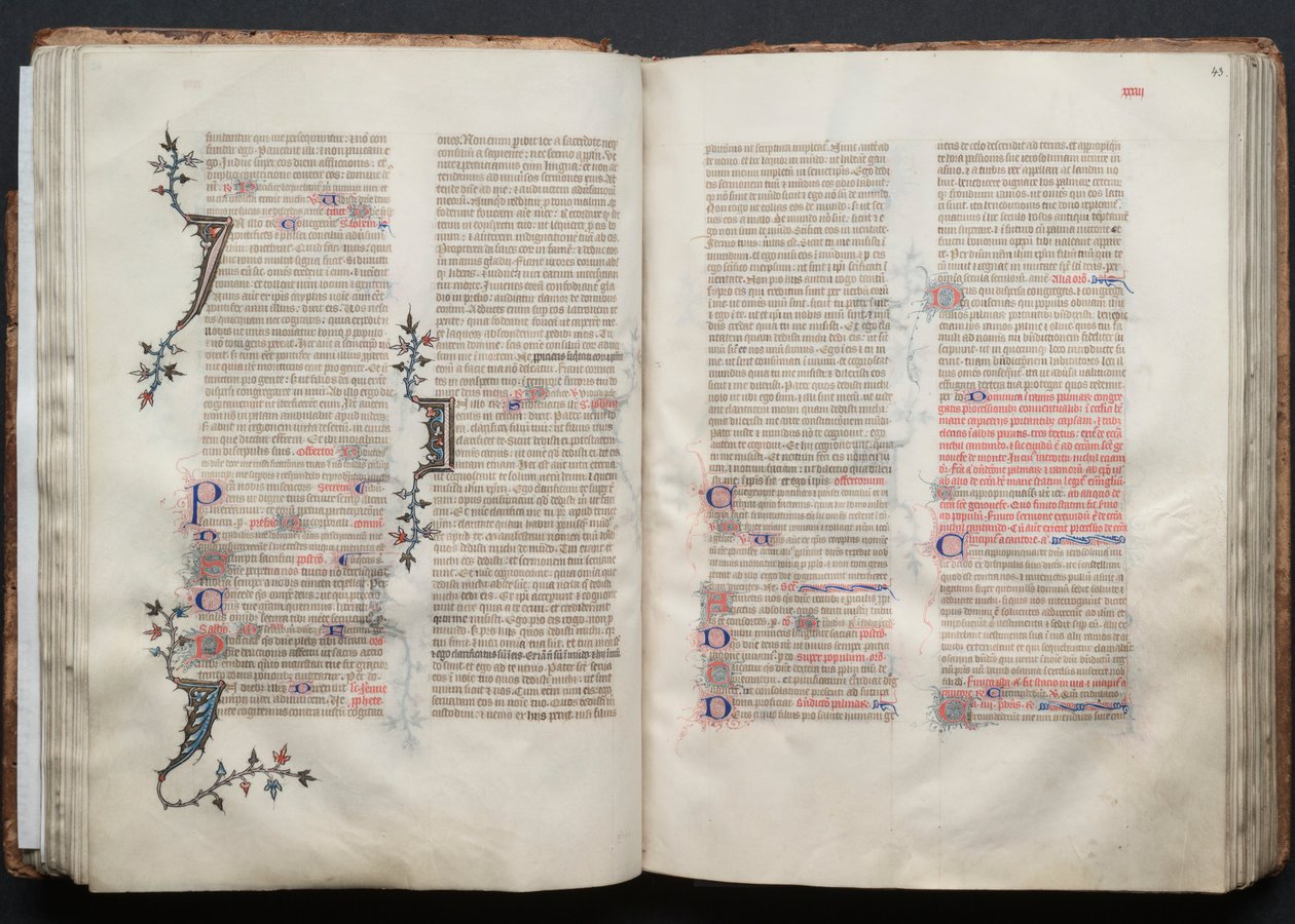 Het Gotha-missaal: Fol. 42v, tekst, ca. 1375 door Master of the Boqueteaux
