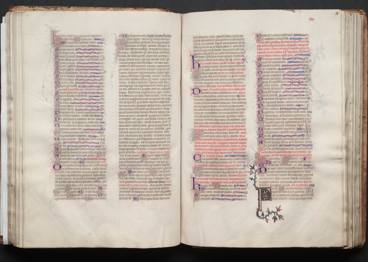 Het Gotha Missaal: Fol. 56r, Tekst, ca. 1375 door Master of the Boqueteaux