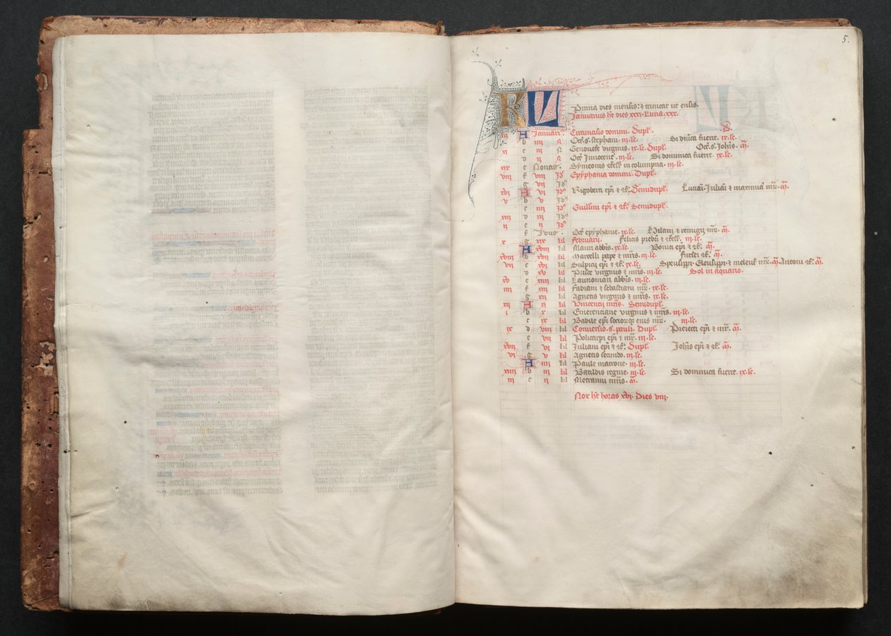 Het Gotha-missaal: Fol. 5r, tekst, ca. 1375 door Master of the Boqueteaux