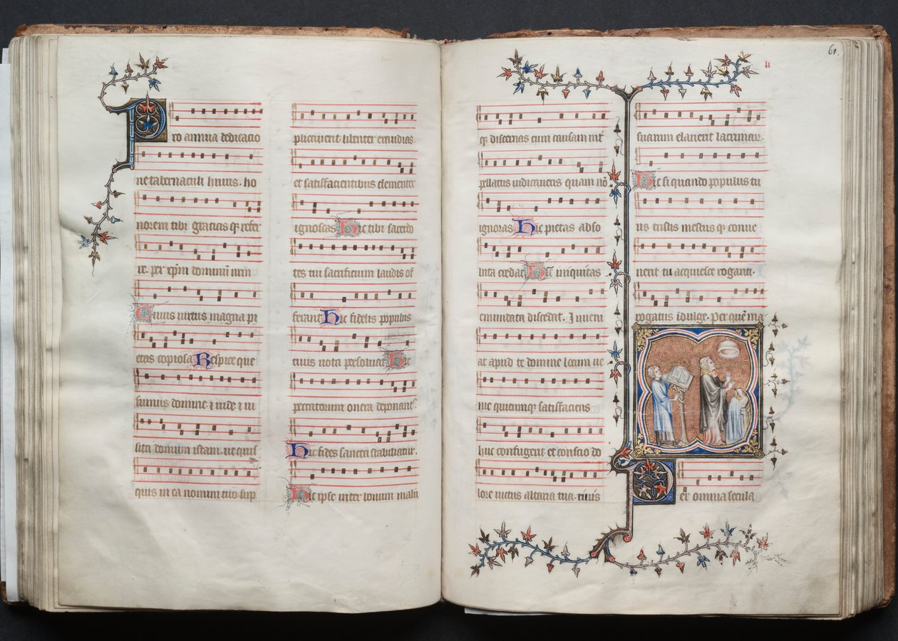 Het Gotha Missaal: Fol. 60v, Tekst, ca. 1375 door Master of the Boqueteaux