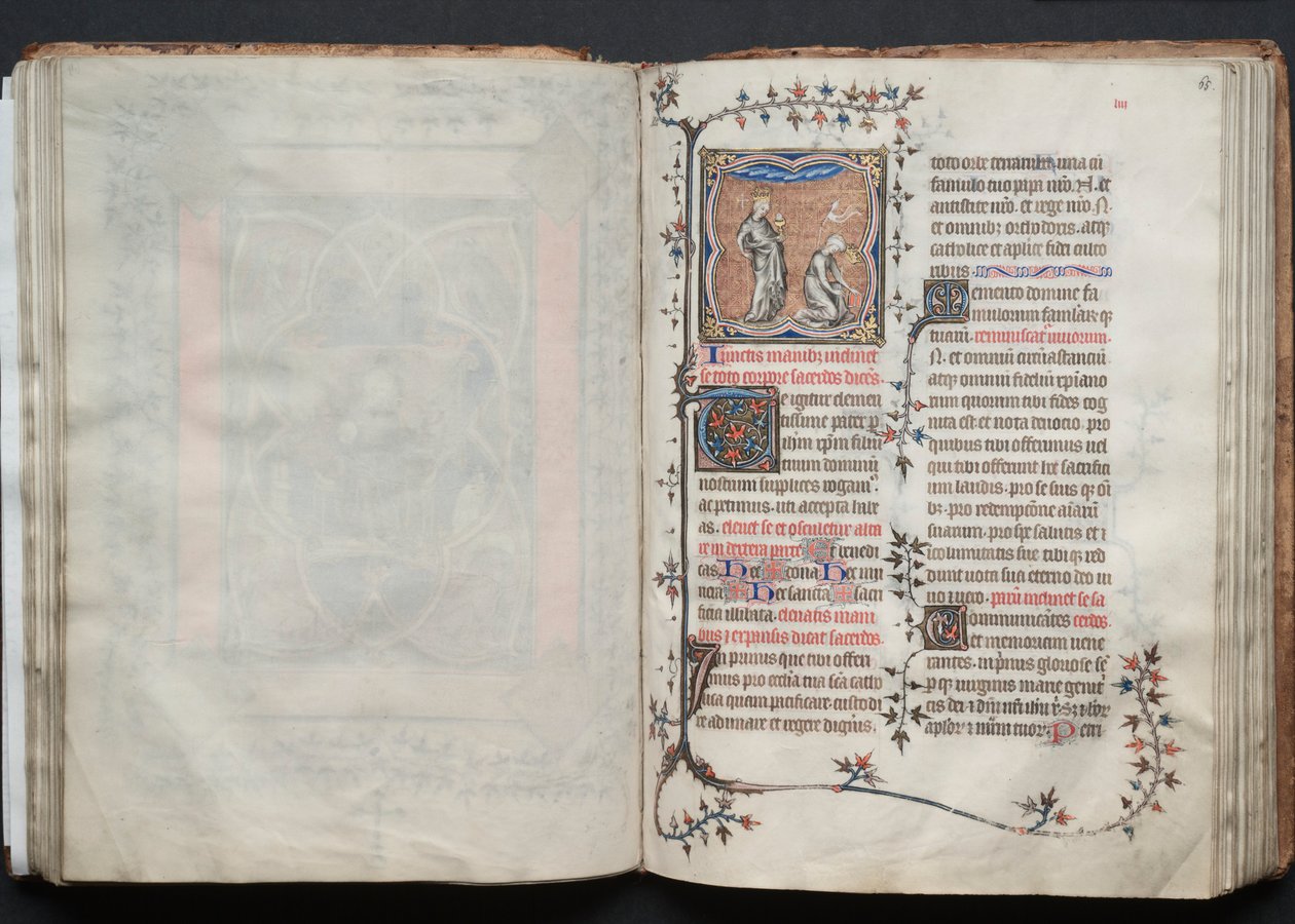 Het Gotha-missaal: Fol. 65r, de kerk en de synagoge door Master of the Boqueteaux