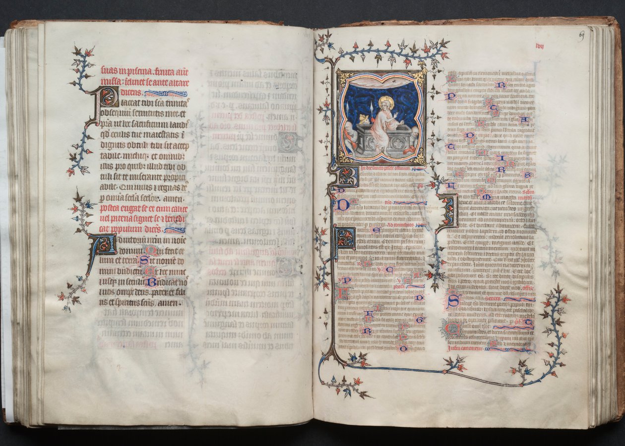 Het Gotha Missaal: Fol. 68v, Tekst, ca. 1375 door Master of the Boqueteaux