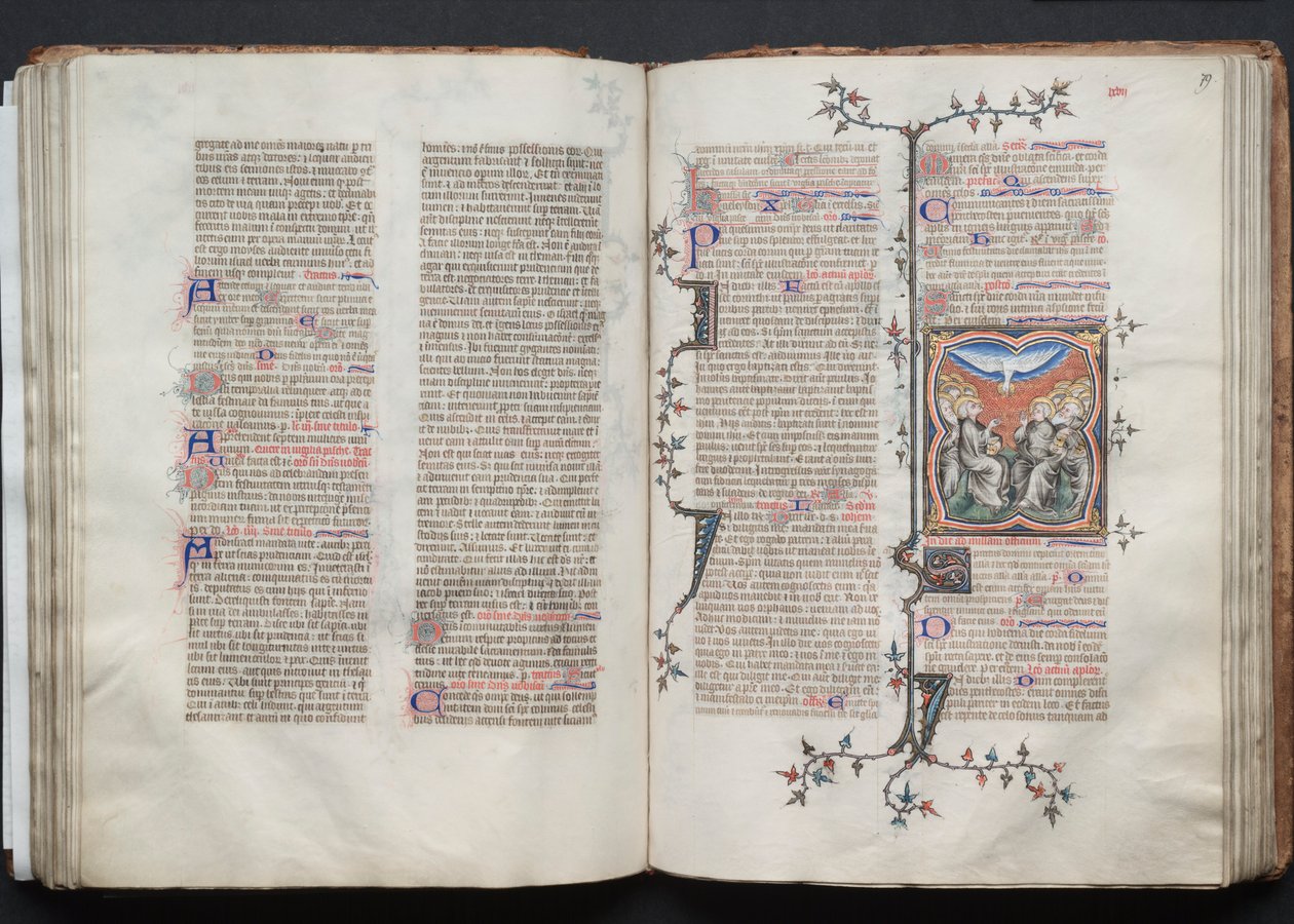 Het Gotha Missaal: Fol 79r, Het Pinksterfeest, ca. 1375 door Master of the Boqueteaux