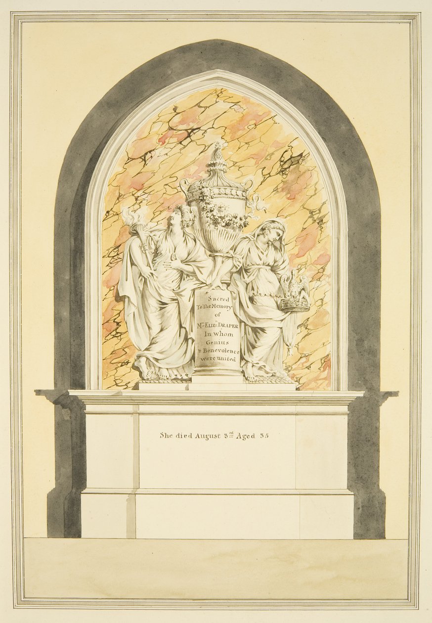 Graf van mevrouw Elizabeth Draper, overleden in 1835, in de kathedraal van Bristol door Master of the Bristol Church Monuments