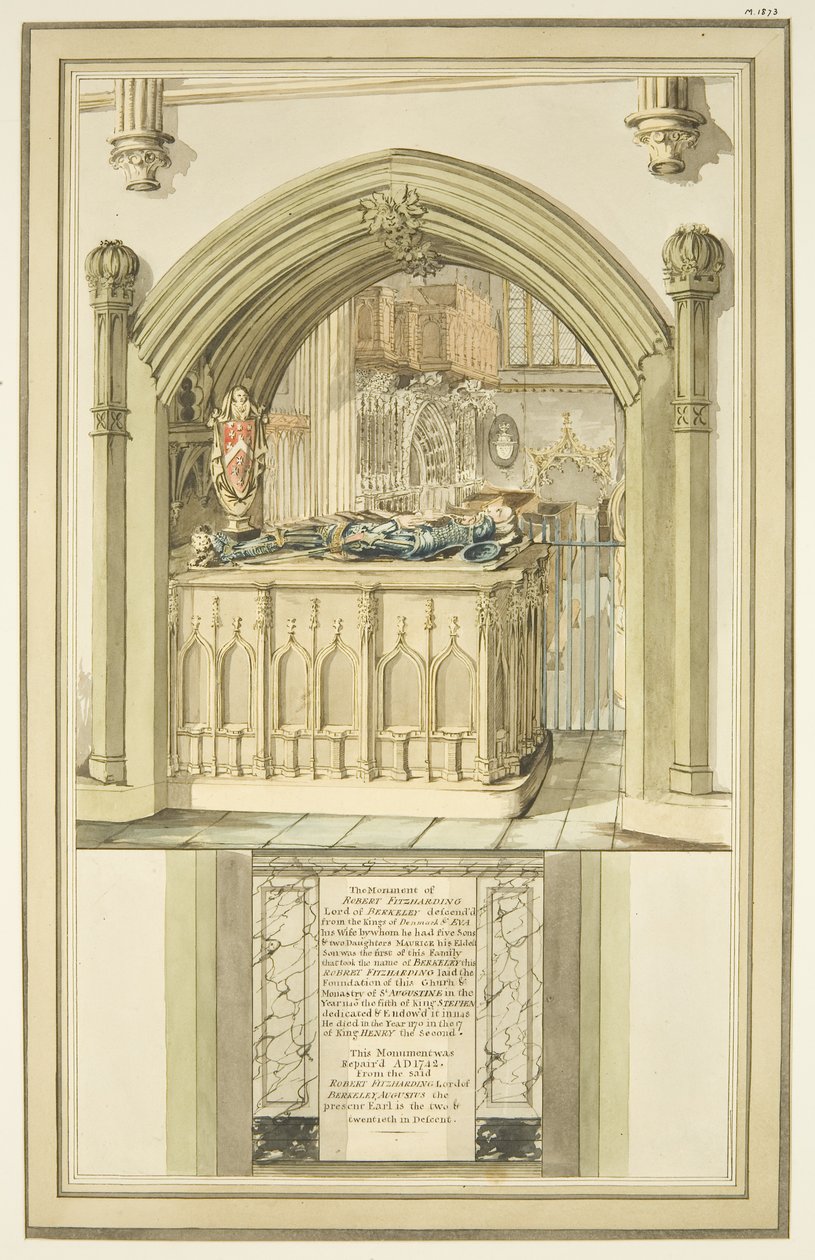 Graf van Robert Fitzharding, overleden in 1170, in de kathedraal van Bristol, ca. 1799 door Master of the Bristol Church Monuments