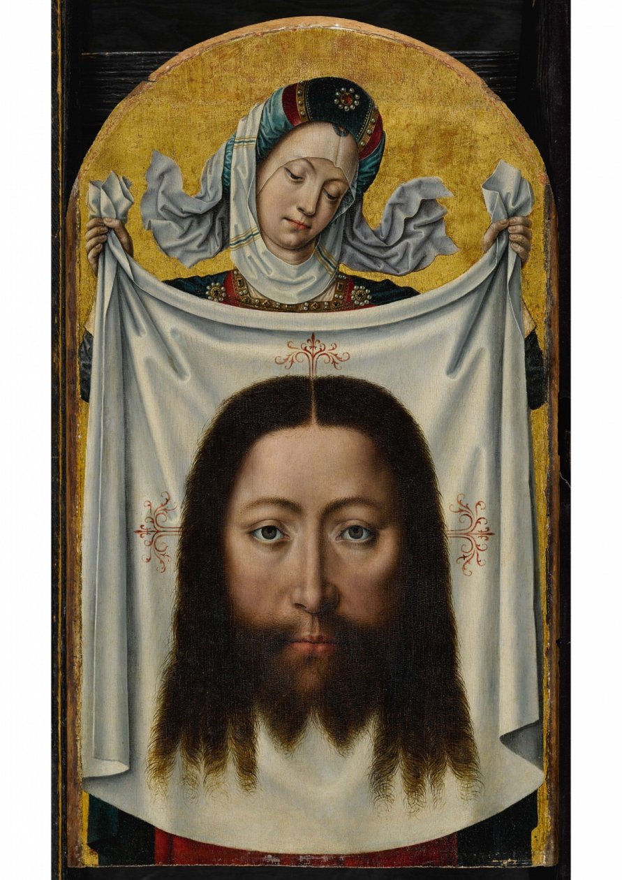 Heilige Veronica met het Sudarium door Master of the Bruges Legend of St. Ursula