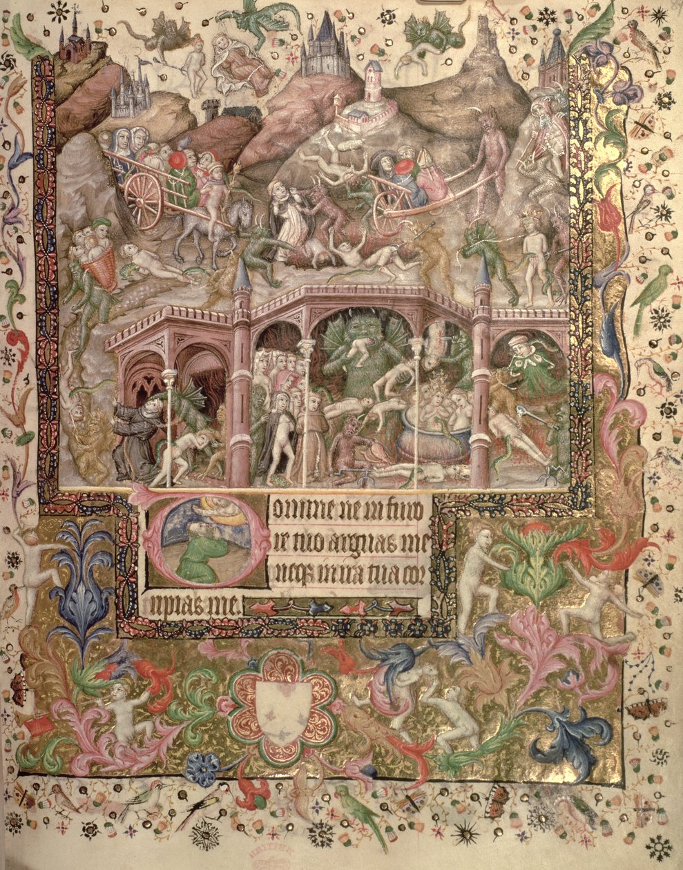Visioen van de hel, uit een Getijdenboek, c.1407 door Master of the Brussels Initials
