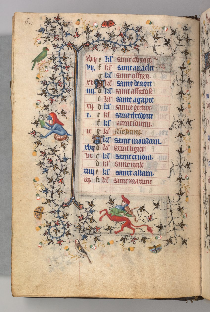 Getijden van Karel de Edele, koning van Navarra (1361-1425): fol. 3v, maart door Master of the Brussels Initials and Associates