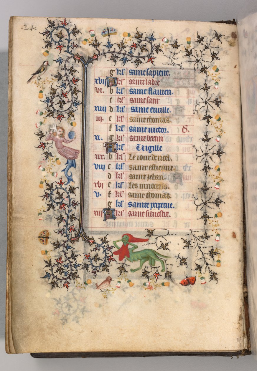 Getijdenboek van Karel de Edele, koning van Navarra 1361-1425: fol. 12v, december, ca. 1405 door Master of the Brussels Initials and Associates
