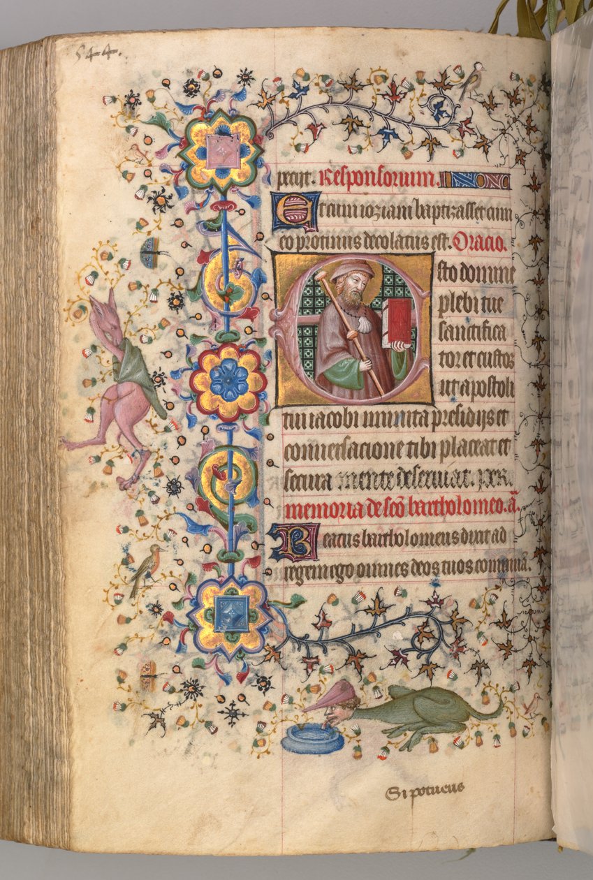 Uren van Karel de Edele, koning van Navarra 1361-1425: fol. 266v, St. Jacobus, ca. 1405 door Master of the Brussels Initials and Associates