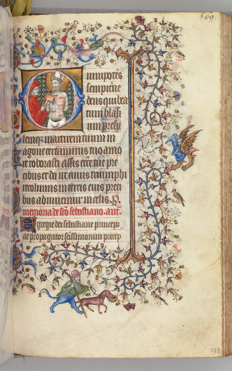 Getijdenboek van Charles de Edele, Koning van Navarra 1361-1425, fol. 279r, St. Basins, c. 1405 door Master of the Brussels Initials and Associates