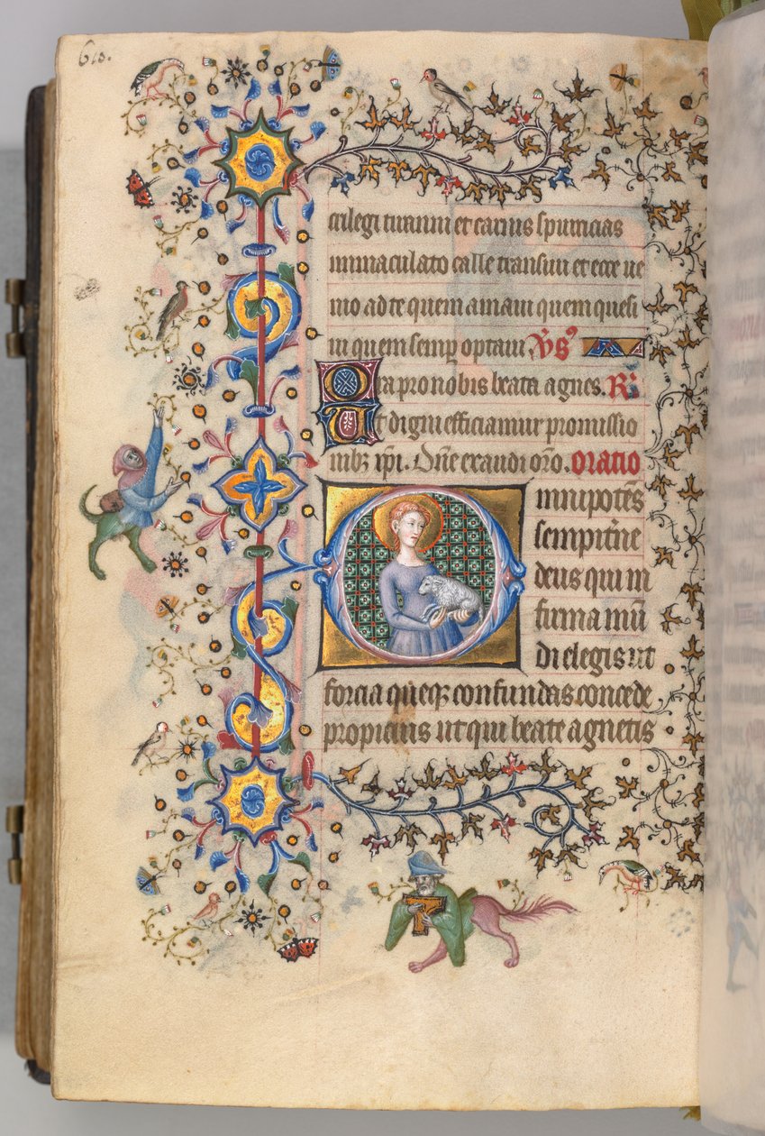 Uren van Karel de Edele, Koning van Navarra, fol. 299v, St. Agnes door Master of the Brussels Initials and Associates