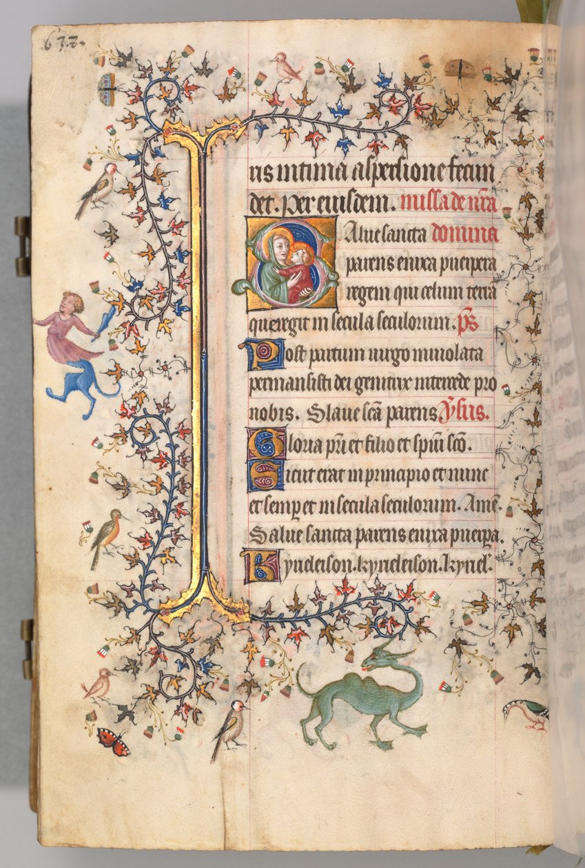 Getijdenboek van Karel de Edele, koning van Navarra 1361-1425, fol. 313v, Maagd en Kind, ca. 1405 door Master of the Brussels Initials and Associates