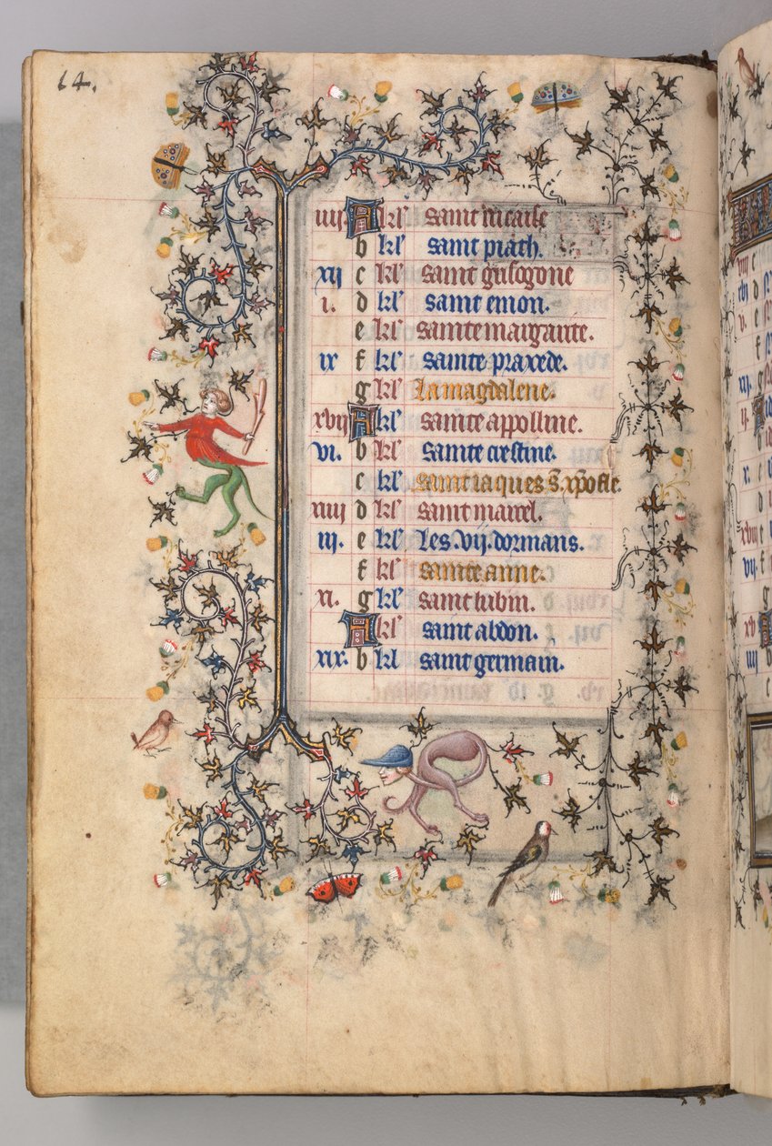 Getijdenboek van Karel de Edele, Koning van Navarra 1361-1425: fol. 7v, Juli, ca. 1405 door Master of the Brussels Initials and Associates